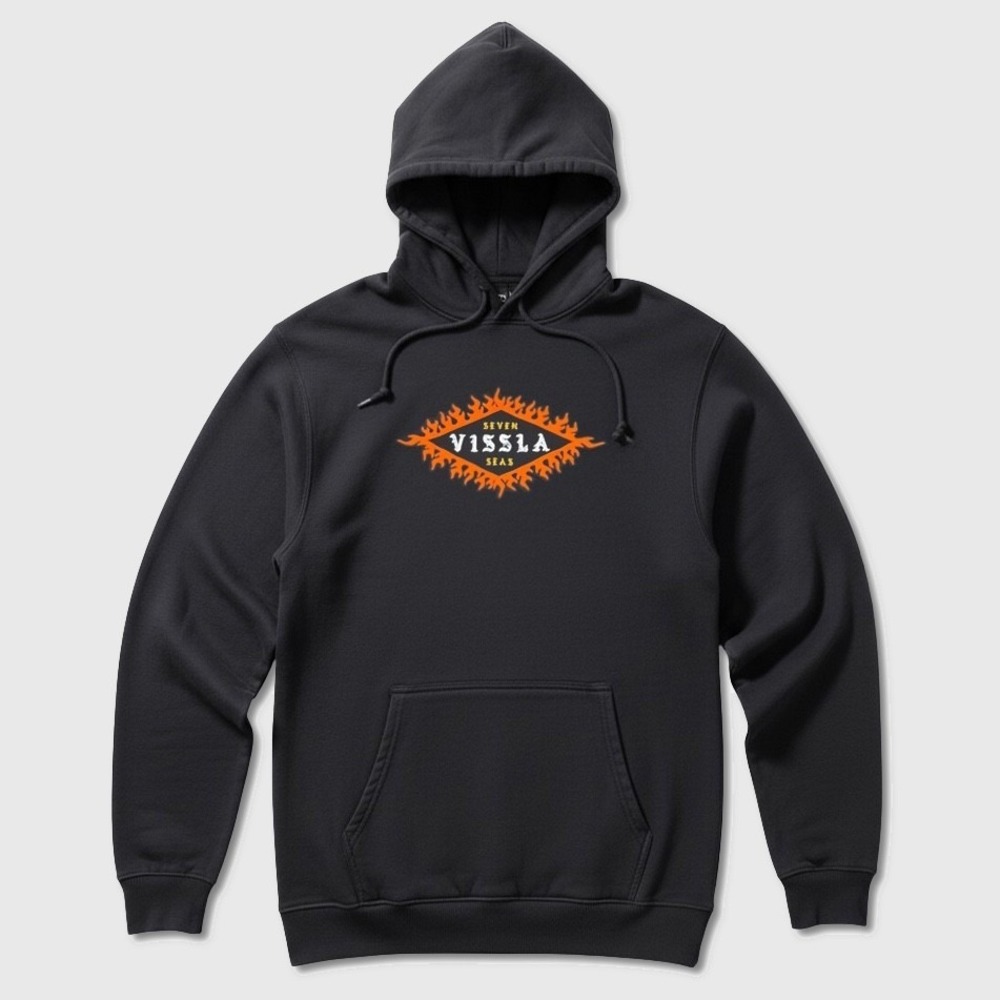 Vissla Washout Eco Pullover Hoodie - NWT Mens 2XL Black / Multi - #48864-G4